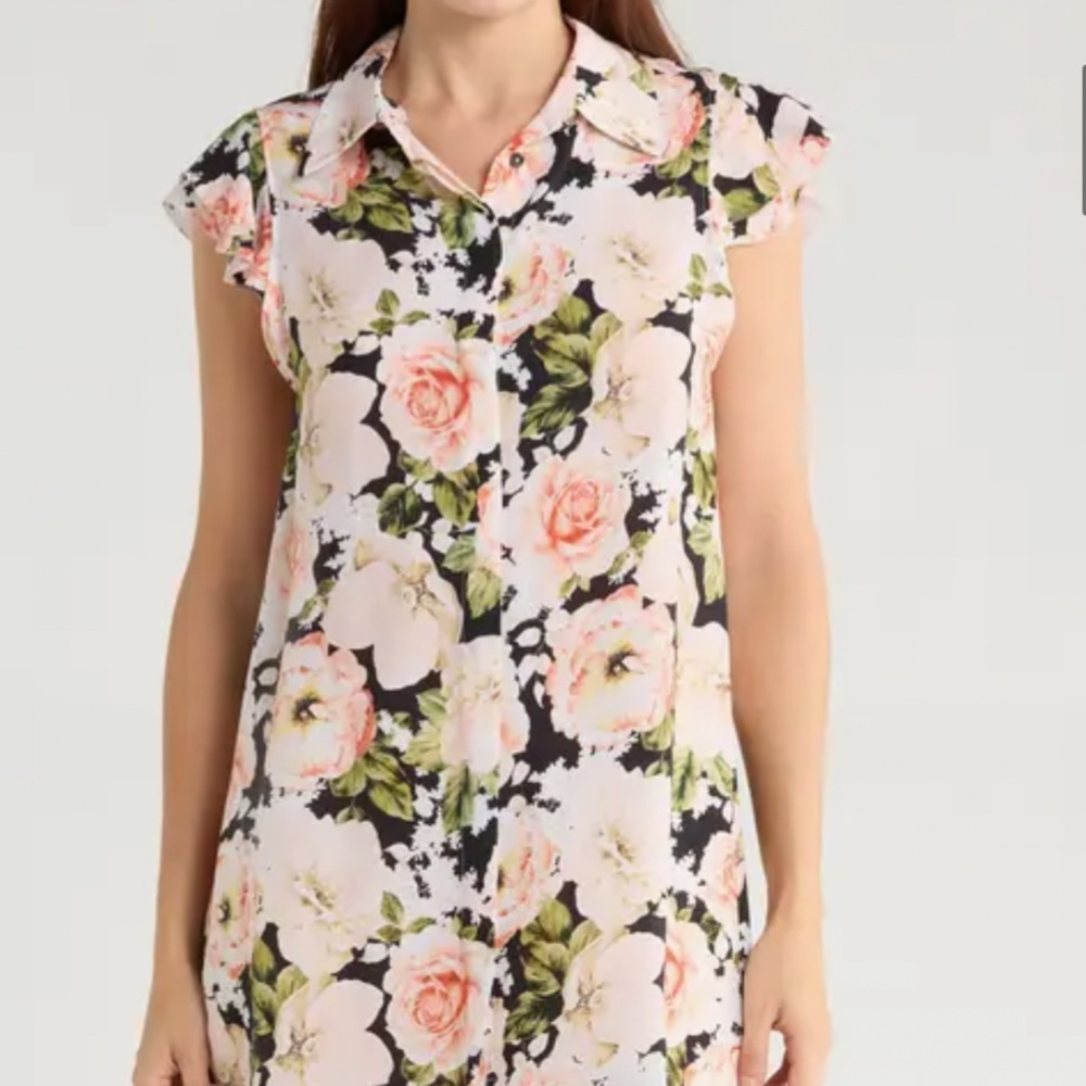 Jem Ruffle Cap Sleeve Shirtdress Alice + Olivia